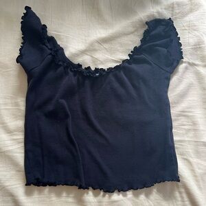 Lettuce trim off the shoulder crop top